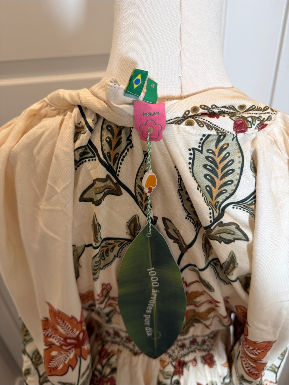 FARM Rio White Maxi Dress with Orange and Green Floral Embroidery Size S - Picture 10 of 12